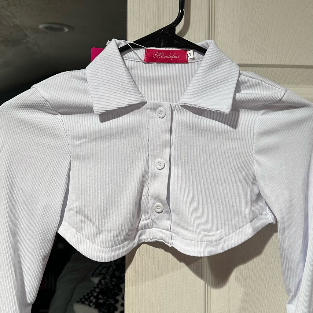 Girls White Button Down Crop Sweater Size Small Brand New With Tags 59